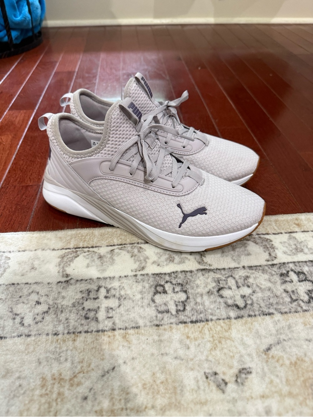 Puma Light Taupe Mesh Running Shoes with White Sole